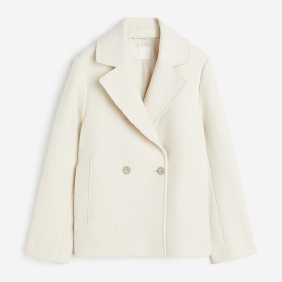 NEW H&M Women's Double-breasted Jacket Cream - Picture 6 of 7